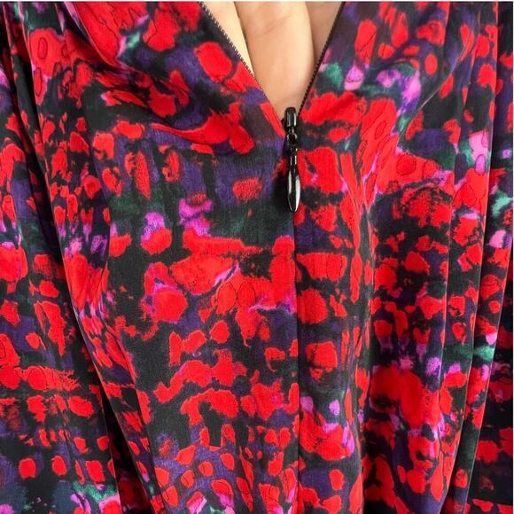 NWOT Marc New York Andrew Marc S Red Black Belted Smocked Sides Fit/Flare Dress - Picture 6 of 12